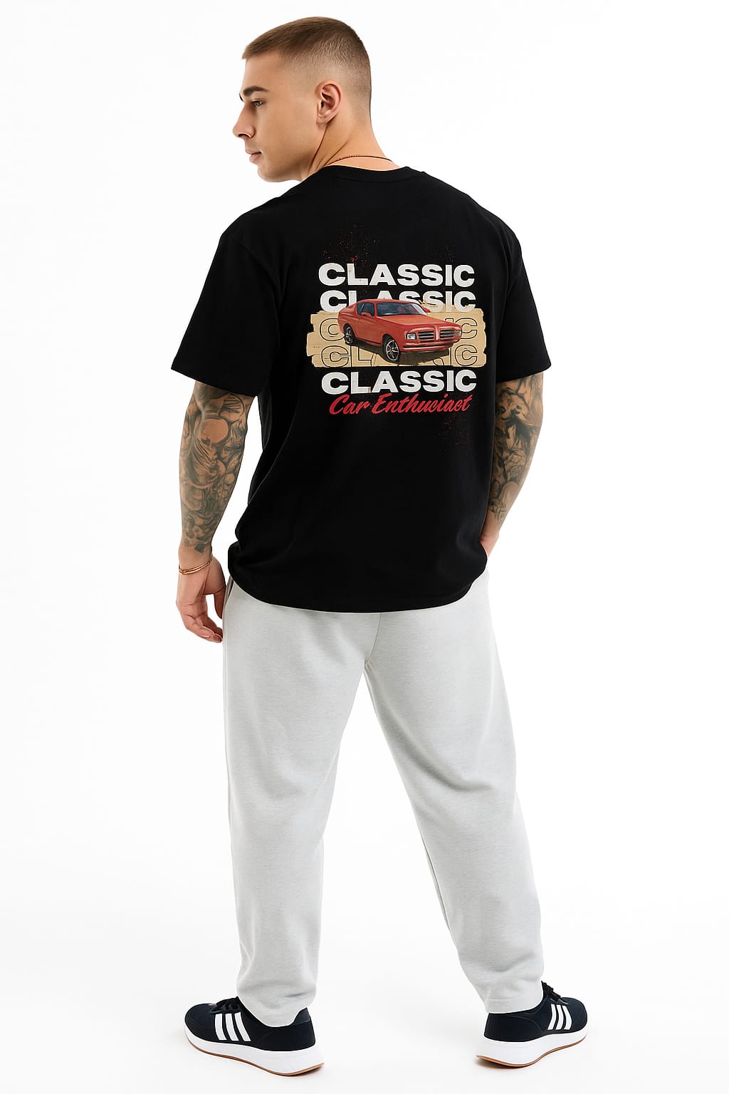 Black Printed Oversized T-Shirt For Men